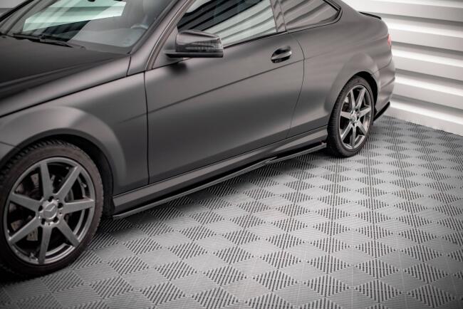 Maxton Design Seitenschweller (Paar) für Mercedes C-Klasse W204 Coupe / Limousine / Kombi AMG-Line 2011-2015 Hochglanz schwarz