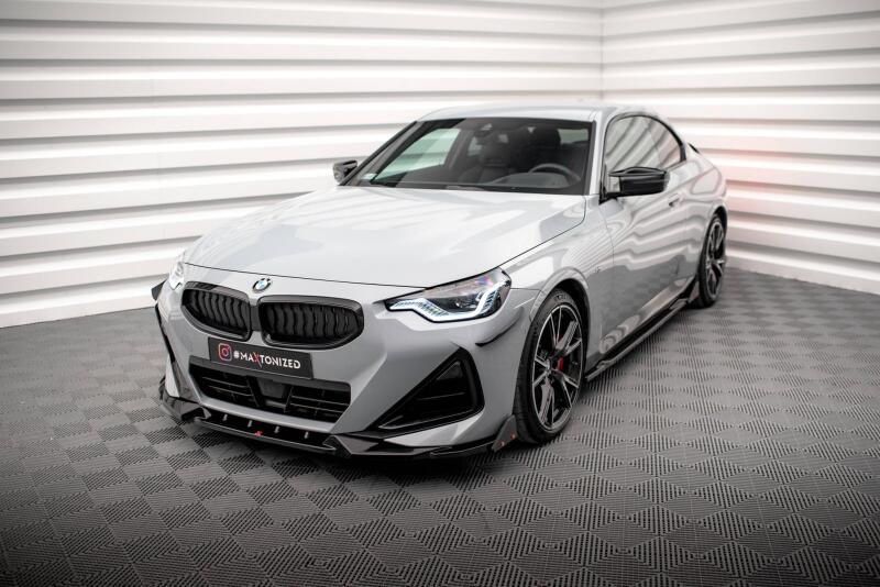 Maxton Design Frontlippe V.2 mit Flaps für BMW 2 Coupe M-Paket / M240i G42 Hochglanz schwarz