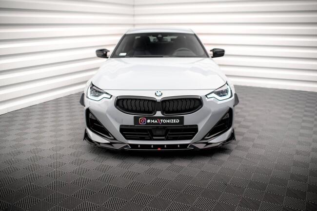 Maxton Design Frontlippe V.2 mit Flaps für BMW 2 Coupe M-Paket / M240i G42 Hochglanz schwarz