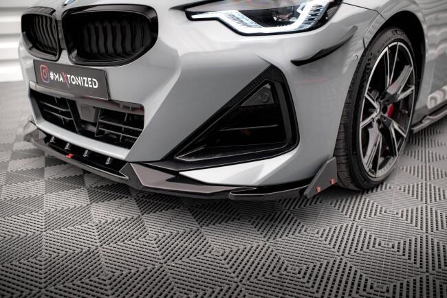 Maxton Design Frontlippe V.2 mit Flaps für BMW 2 Coupe M-Paket / M240i G42 Hochglanz schwarz