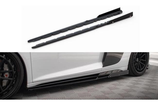 Maxton Design Seitenschweller (Paar) V.2 mit Flaps für Audi R8 Mk2 Facelift Hochglanz schwarz