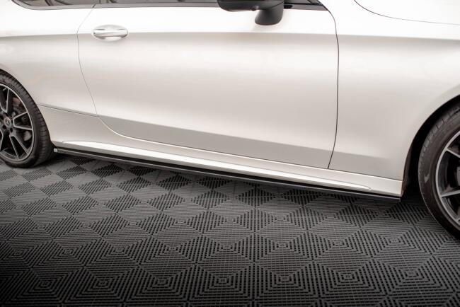 Maxton Design Seitenschweller (Paar) für Mercedes-Benz C Coupe AMG-Line C205 Facelift Hochglanz schwarz