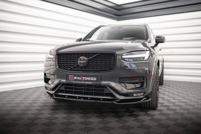 Maxton Design Frontlippe für Volvo XC90 R-Design Mk2 Facelift Hochglanz schwarz