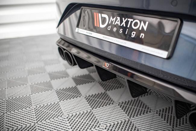 Maxton Design Heckdiffusor mit Sportauspuff Attrappe Schwarz für Seat Leon FR Hatchback Mk4