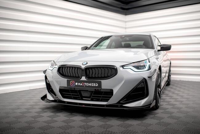 Maxton Design Street Pro Frontlippen Flaps für BMW 2 Coupe M-Paket / M240i G42 Hochglanz schwarz