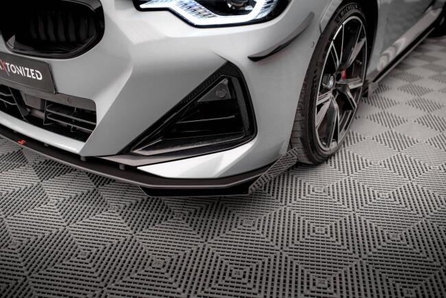 Maxton Design Street Pro Frontlippen Flaps für BMW 2 Coupe M-Paket / M240i G42 Hochglanz schwarz