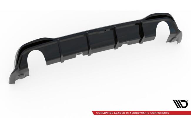 Edelstahl Sportauspuff und Maxton Heckdiffusor V.4 für VW Golf 8 R-Line Endrohre 2x100mm rund