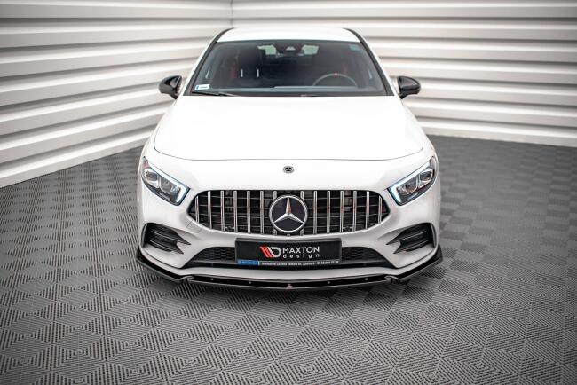 Maxton Design Frontlippe V.4 für Mercedes A35 AMG / AMG-Line W177  Hochglanz schwarz