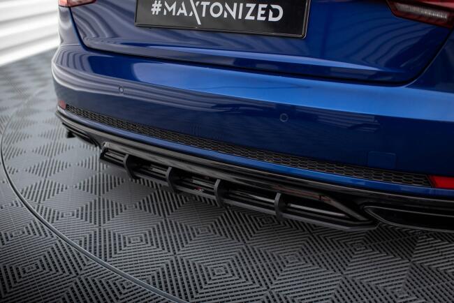 Maxton Design Street Pro Heckdiffusor für Audi A4 Competition B9 Schwarz-Rot