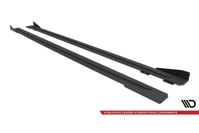 Maxton Design Street Pro Seitenschweller für Audi RS6 Avant C6 schwarz mit Hochglanz Flaps