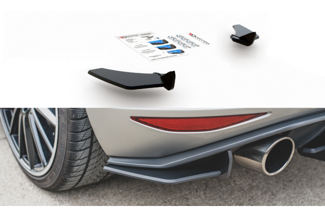 Maxton Design Street Pro Diffusor Flaps für VW Golf 7 GTI schwarz mit roten Streifen