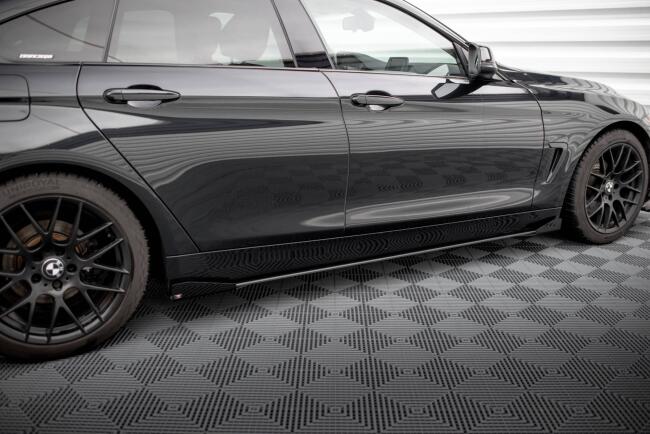 Maxton Design Street Pro Seitenschweller (Paar) + Flaps für BMW 4er Gran Coupe F36 Schwarz Rot