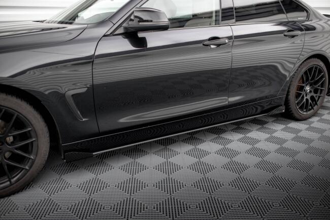Maxton Design Street Pro Seitenschweller (Paar) + Flaps für BMW 4er Gran Coupe F36 Schwarz Rot
