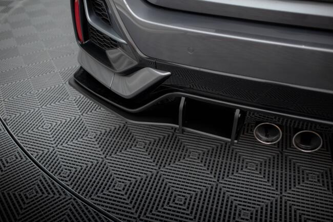 Maxton Design Street Pro Diffusor Flaps für Honda Civic Sport Mk 10 Facelift schwarz mit roten Streifen