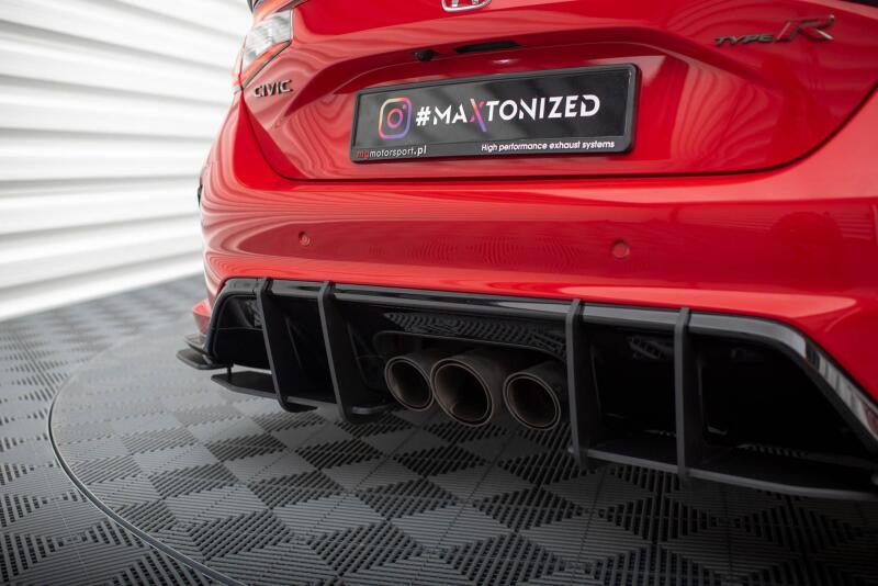 Maxton Design Street Pro Heckdiffusor für Honda Civic Type-R Mk 11 schwarz matt mit Hochglanz Flaps