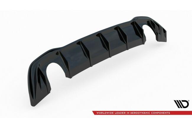 Edelstahl Sportauspuff und Maxton Heckdiffusor V.1 für VW Golf 8 Standard mit Starrachse Endrohre 2x100mm rund