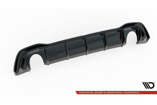 Edelstahl Sportauspuff und Maxton Heckdiffusor V.1 für VW Golf 8 Standard mit Starrachse Endrohre 2x100mm rund