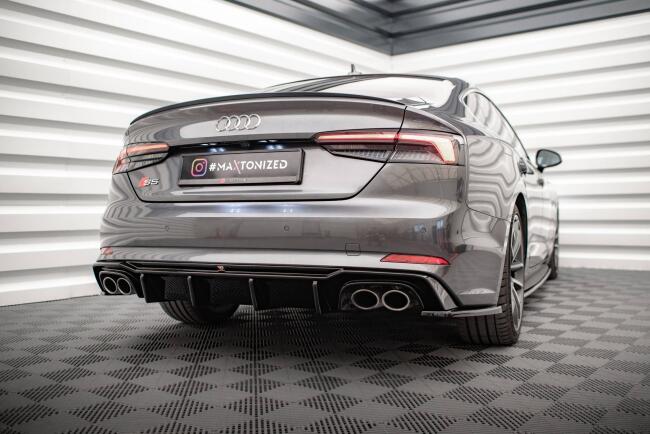 Maxton Design Diffusor Flaps für Audi S5 Coupe / Sportback B9 F5 Hochglanz schwarz