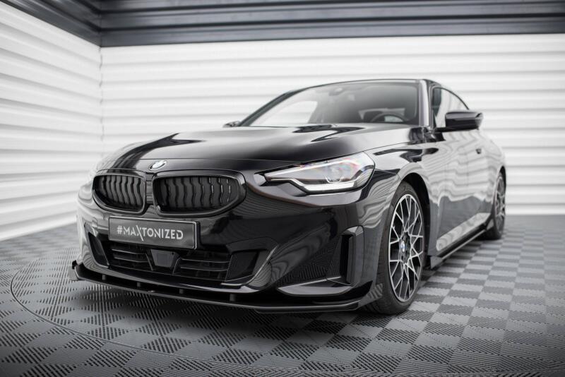 Maxton Design Street Pro Frontlippe für BMW 2 Coupe G42 Hochglanz schwarz schwarz rot mit Hochglanz Flaps