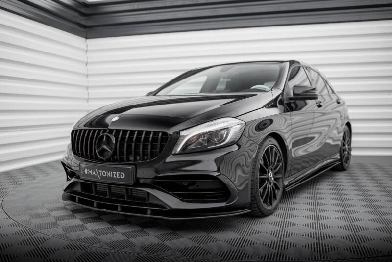 Maxton Design Street Pro Frontlippe für Mercedes A AMG-Line W176 Facelift  schwarz matt