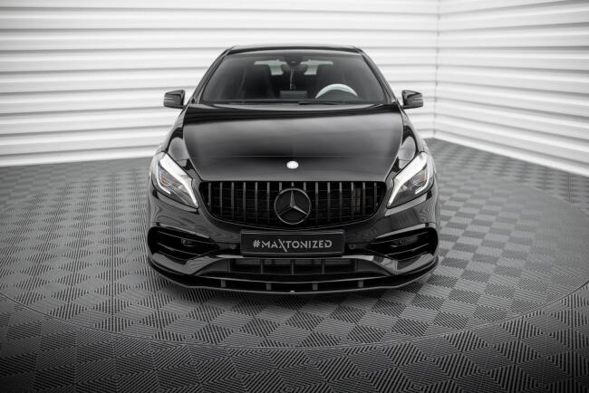 Maxton Design Street Pro Frontlippe für Mercedes A AMG-Line W176 Facelift schwarz rot