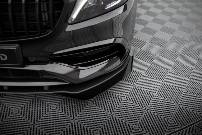 Maxton Design Street Pro Frontlippen-Flaps für  Mercedes A AMG-Line W176 Facelift Hochglanz schwarz