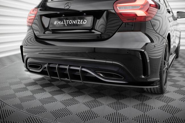 Maxton Design Street Pro Heckdiffusor für Mercedes A AMG-Line W176 Facelift Schwarz