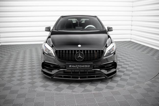Maxton Design Frontlippe V.2 für Mercedes A AMG-Line W176 Facelift Hochglanz schwarz