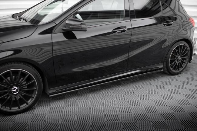 Maxton Design Seitenschweller für Mercedes A AMG-Line W176 Facelif Hochglanz schwarz