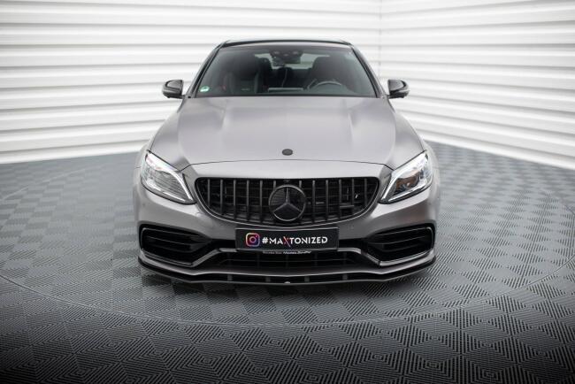 Maxton Design Street Pro Frontlippe für Mercedes C63 Limousine / Kombi W205 Facelift  schwarz matt
