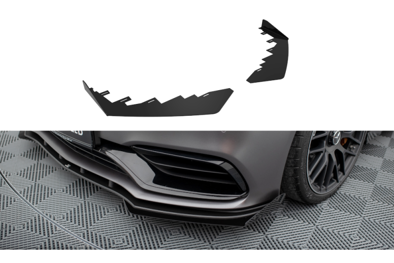 Maxton Design Street Pro Frontlippen-Flaps für  Mercedes C63 Limousine / Kombi W205 Facelift Hochglanz schwarz