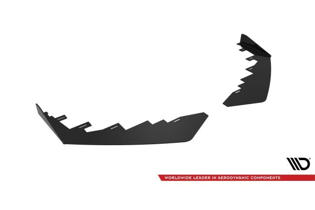 Maxton Design Street Pro Frontlippen Flaps für Mercedes C63 Limousine / Kombi W205 Facelift Hochglanz schwarz