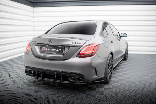 Maxton Design Street Pro Diffusor Flaps für Mercedes C63 Limousine / Kombi W205 Facelift schwarz matt