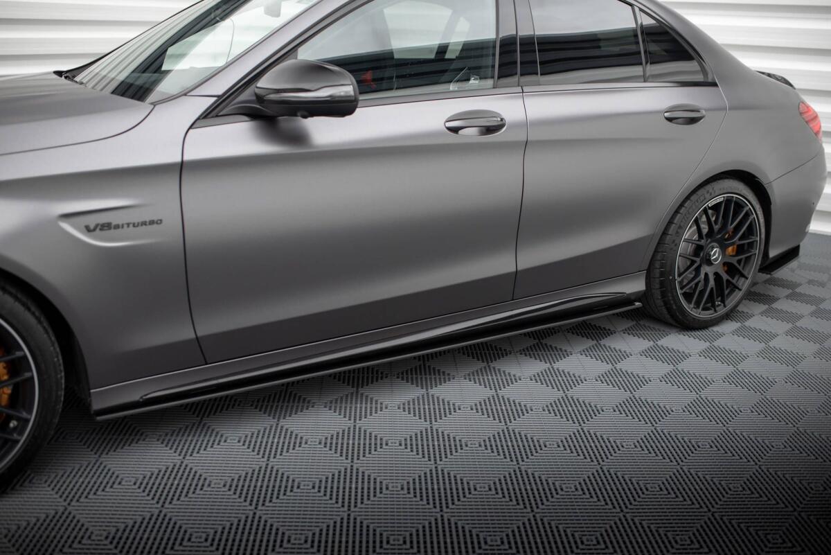 Seitenschweller Set Für C43 AMG Schwarz Glanz Passend Für Mercedes C