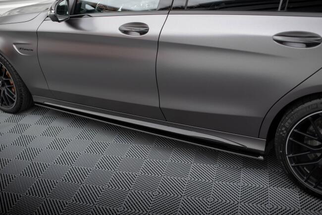 Maxton Design Street Pro Seitenschweller (Paar) für Mercedes C63 Limousine / Kombi W205 Facelift schwarz matt