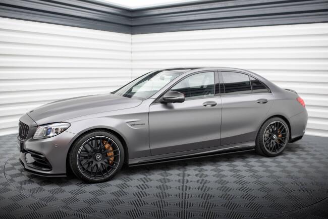 Maxton Design Street Pro Seitenschweller (Paar) für Mercedes C63 Limousine / Kombi W205 Facelift schwarz matt
