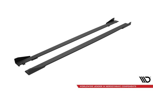 Maxton Design Street Pro Seitenschweller (Paar) für Mercedes C63 Limousine / Kombi W205 Facelift Hochglanz schwarz matt schwarz mit Hochglanz Flaps