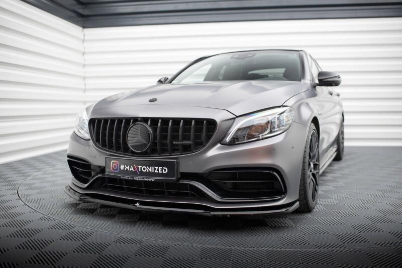Maxton Design Frontlippe für Mercedes C63 Limousine / Kombi W205 Facelift Hochglanz schwarz