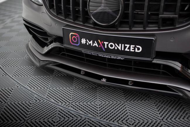 Maxton Design Frontlippe V.2 für Mercedes C63 Limousine / Kombi W205 Facelift Hochglanz schwarz