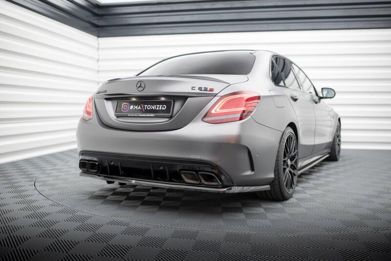 Maxton Design mittlerer Heckdiffusor DTM Look für Mercedes C63 Limousine / Kombi W205 Facelift Hochglanz schwarz