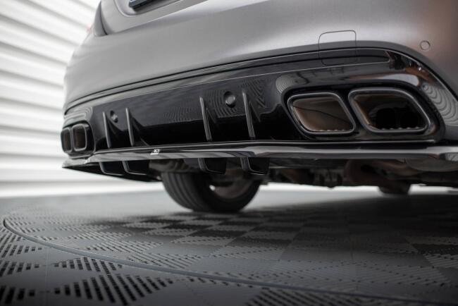 Maxton Design mittlerer Heckdiffusor DTM Look für Mercedes C63 Limousine / Kombi W205 Facelift Hochglanz schwarz