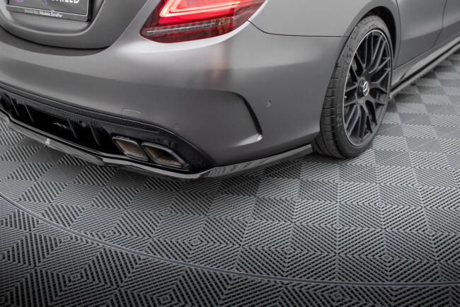 Maxton Design mittlerer Heckdiffusor DTM Look für Mercedes C63 Limousine / Kombi W205 Facelift Hochglanz schwarz