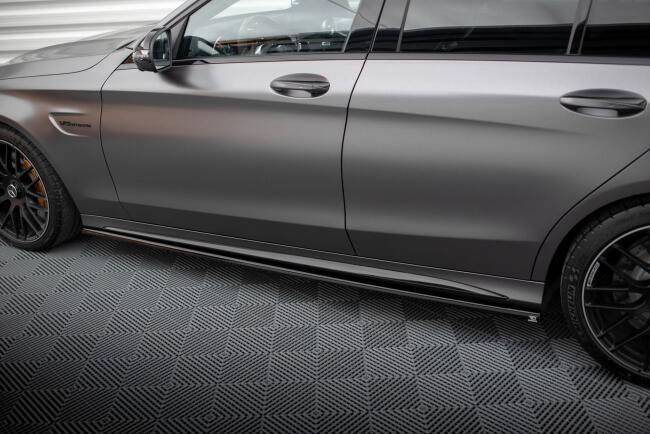 Maxton Design Seitenschweller für Mercedes C63 Limousine / Kombi W205 Facelift Hochglanz schwarz