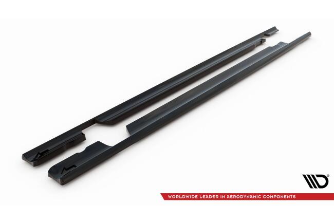 Maxton Design Seitenschweller (Paar) für Mercedes C63 Limousine / Kombi W205 Facelift Hochglanz schwarz