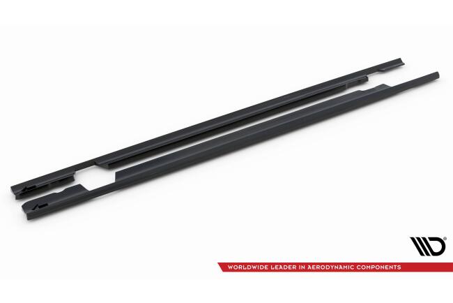 Maxton Design Seitenschweller (Paar) für Mercedes C63 Limousine / Kombi W205 Facelift Hochglanz schwarz