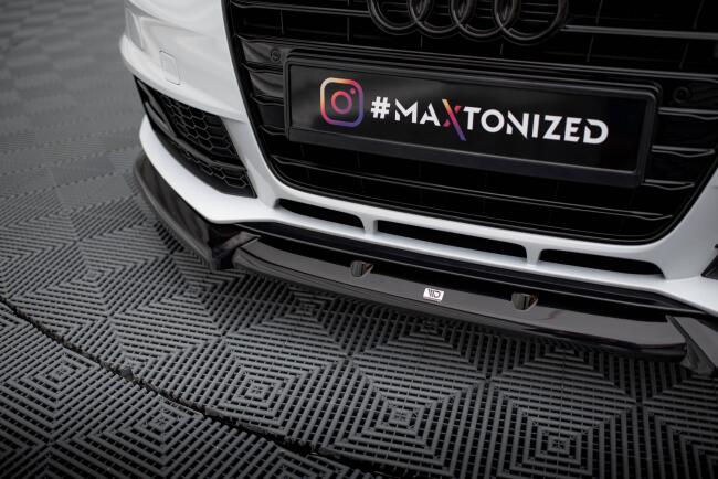 Maxton Design Frontlippe für Audi A4 Competition B8 Facelift schwarz Hochglanz