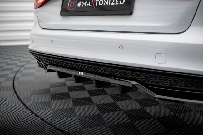 Maxton Design mittlerer Heckdiffusor DTM Look für Audi A4 Competition B8 Facelift schwarz Hochglanz