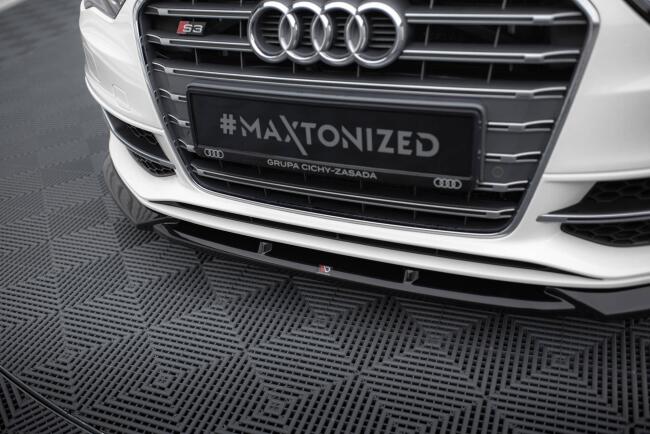 Maxton Design Frontlippe V.2 für Audi S3 / A3 S-Line Sportback / Hatchback 8V schwarz Hochglanz
