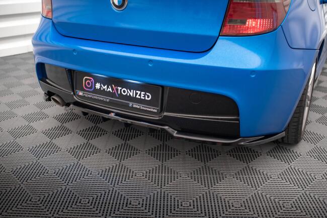 Maxton Design mittlerer Heckdiffusor DTM Look für BMW 1er M-Paket E87 Facelift schwarz Hochglanz