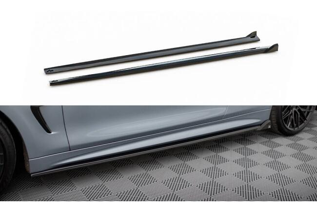 Maxton Design Seitenschweller (Paar) V.2 für BMW 4er F32 F33 F36 M-Paket Hochglanz schwarz